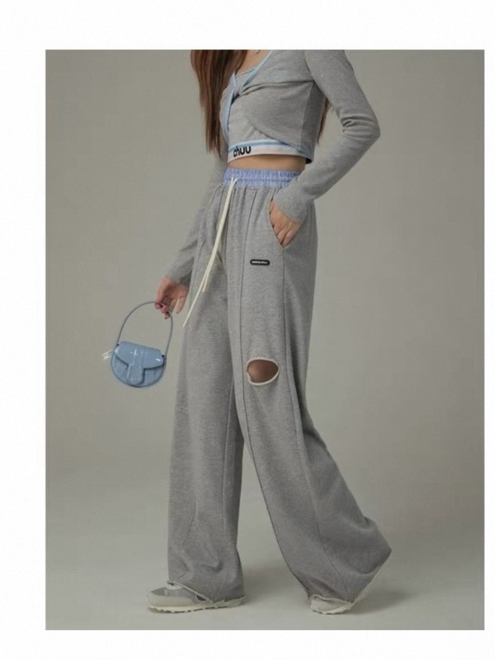 CHUU Gray Wide-Leg Lounge Pants